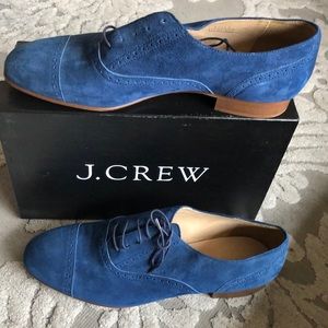 Jcrew women’s blue suede oxford loafers